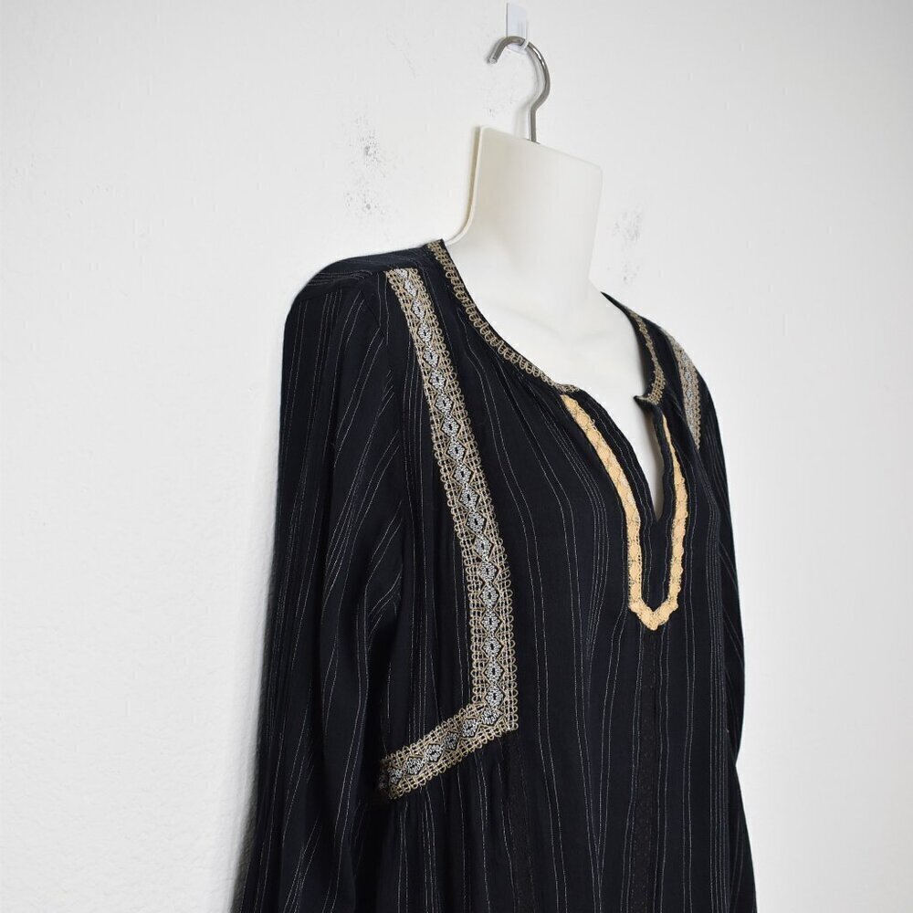 J. Jill Peasant Blouse Sz MP Embroidered Relaxed Fit Boho Cottagecore Neutral - Picture 5 of 15